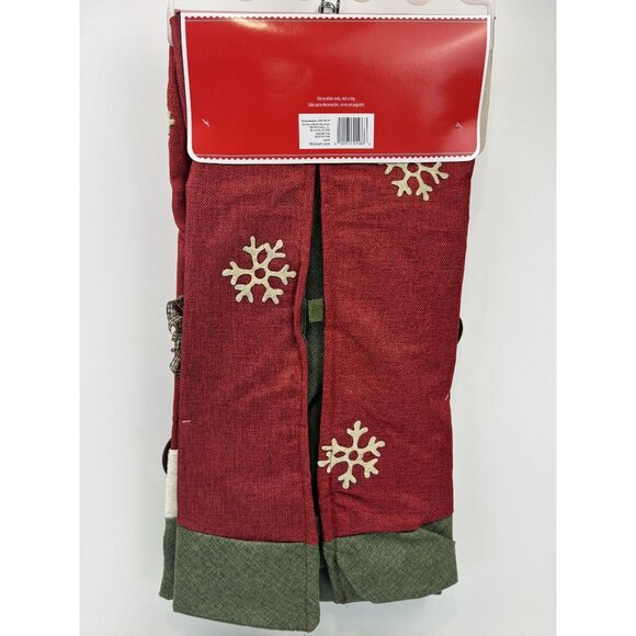 Holiday Time 48-Inch Tree Skirt Snowman Red Green Let It Snow Appliqué Christmas - Picture 5 of 10